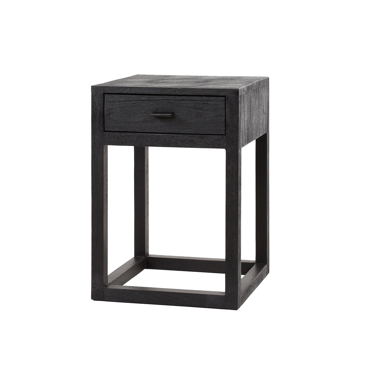 Nachttisch – 35×35×50 cm – Massive Akazie schwarz | Modell N0123