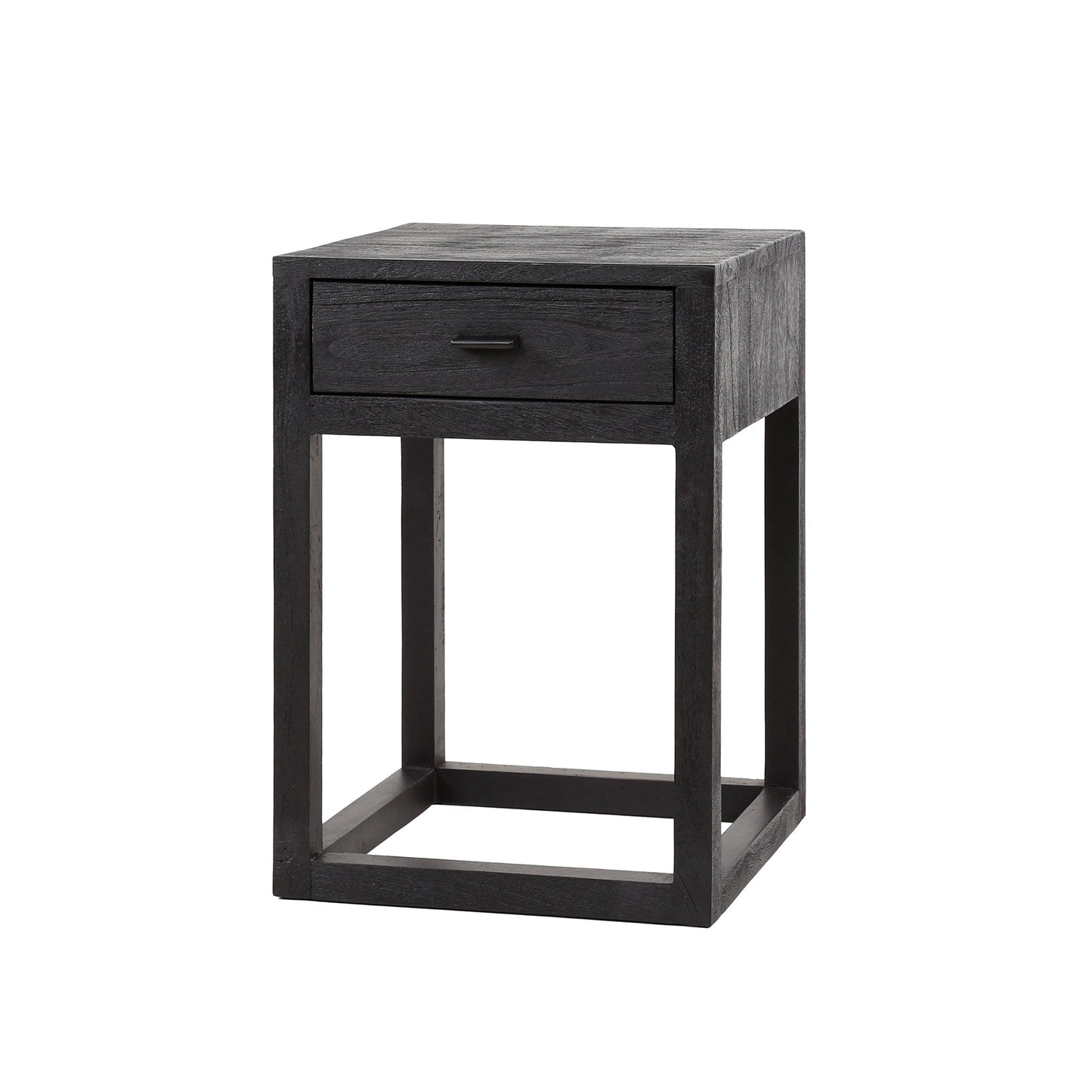 Nachttisch – 35×35×50 cm – Massive Akazie schwarz | Modell N0123