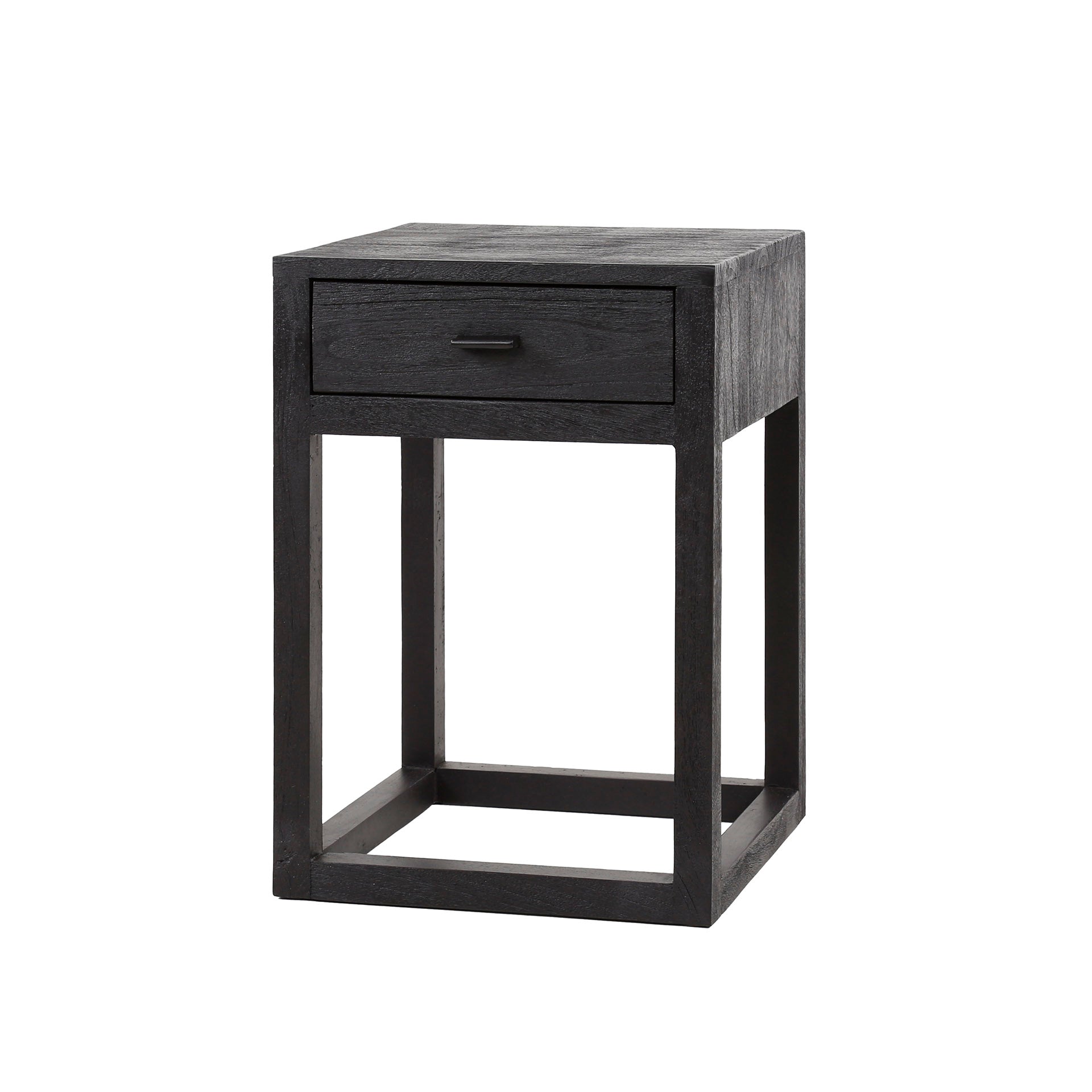 Nachttisch – 35×35×50 cm – Massive Akazie schwarz | Modell N0123