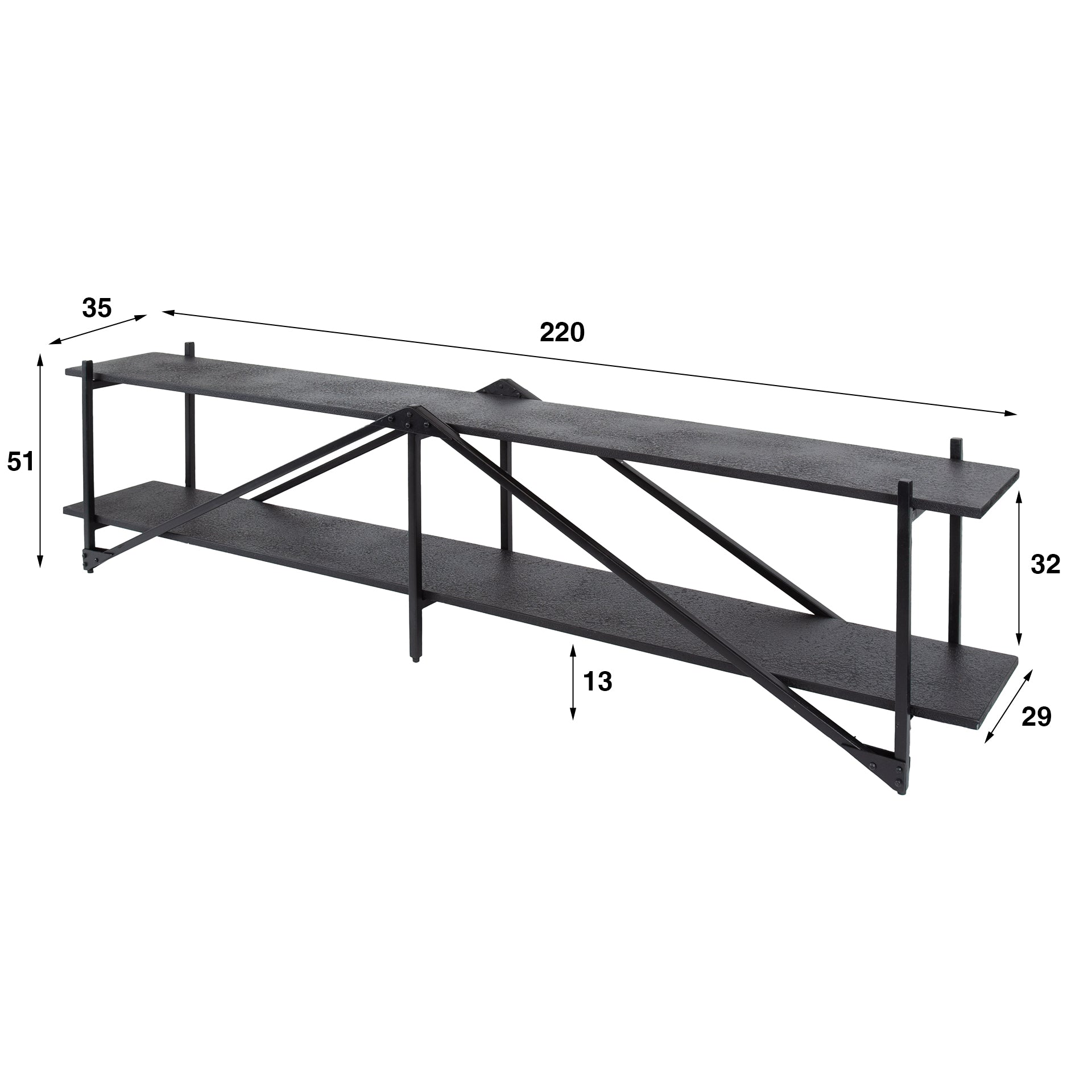 TV-Board – 220×35×51 cm – Grau | Modell N0126