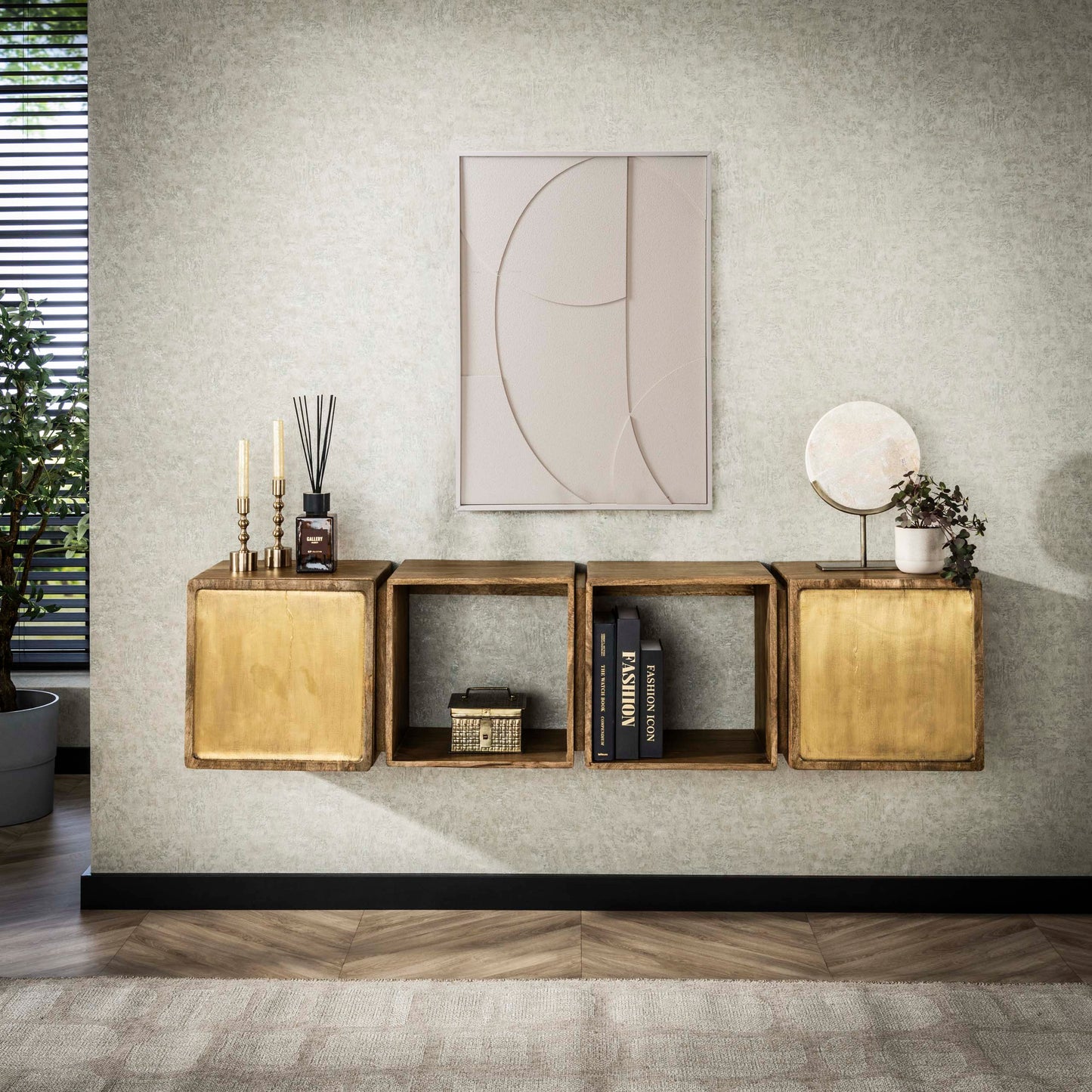Hängeschrank – 169×36×41 cm – Massiv Mango sand | Modell N0127