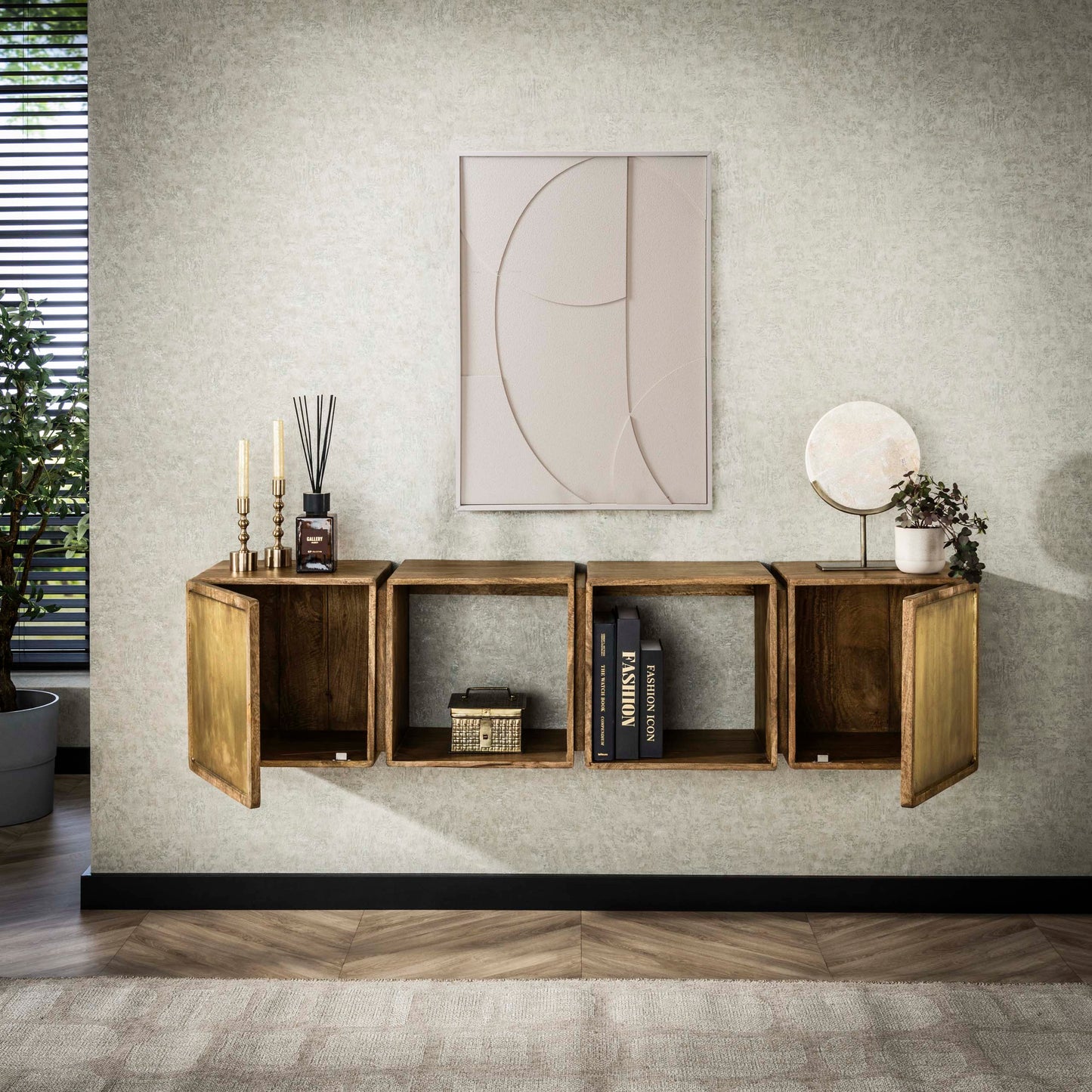 Hängeschrank – 169×36×41 cm – Massiv Mango sand | Modell N0127