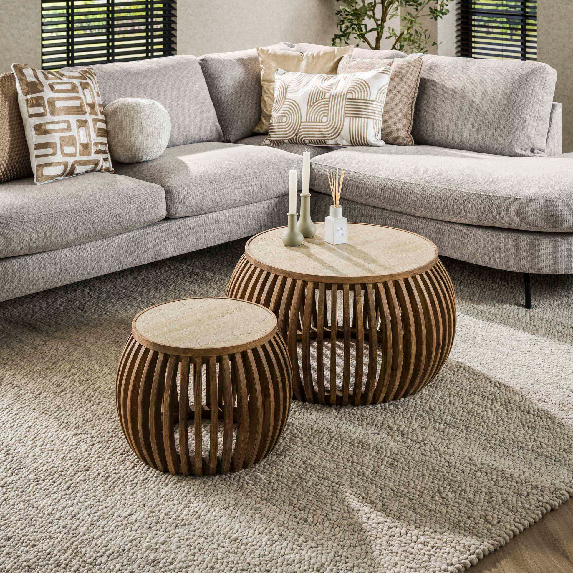 Couchtisch – 75×75×40 cm – Massiv Mango sand | Modell N0128