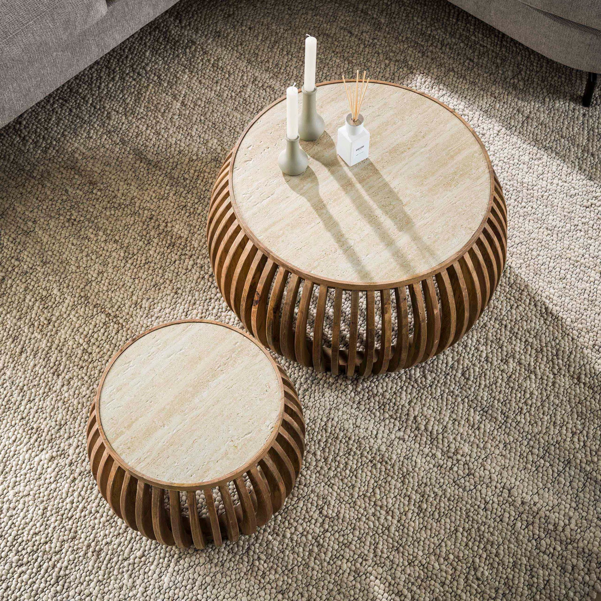 Couchtisch – 75×75×40 cm – Massiv Mango sand | Modell N0128