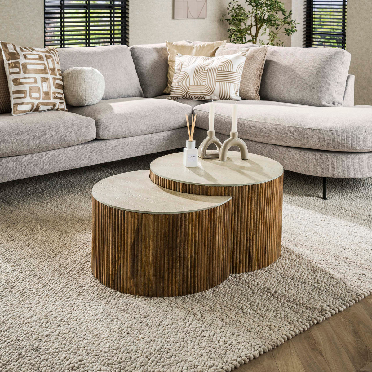Couchtisch – rund – 60×60×40 cm – Massiv Mango sand | Modell N0130