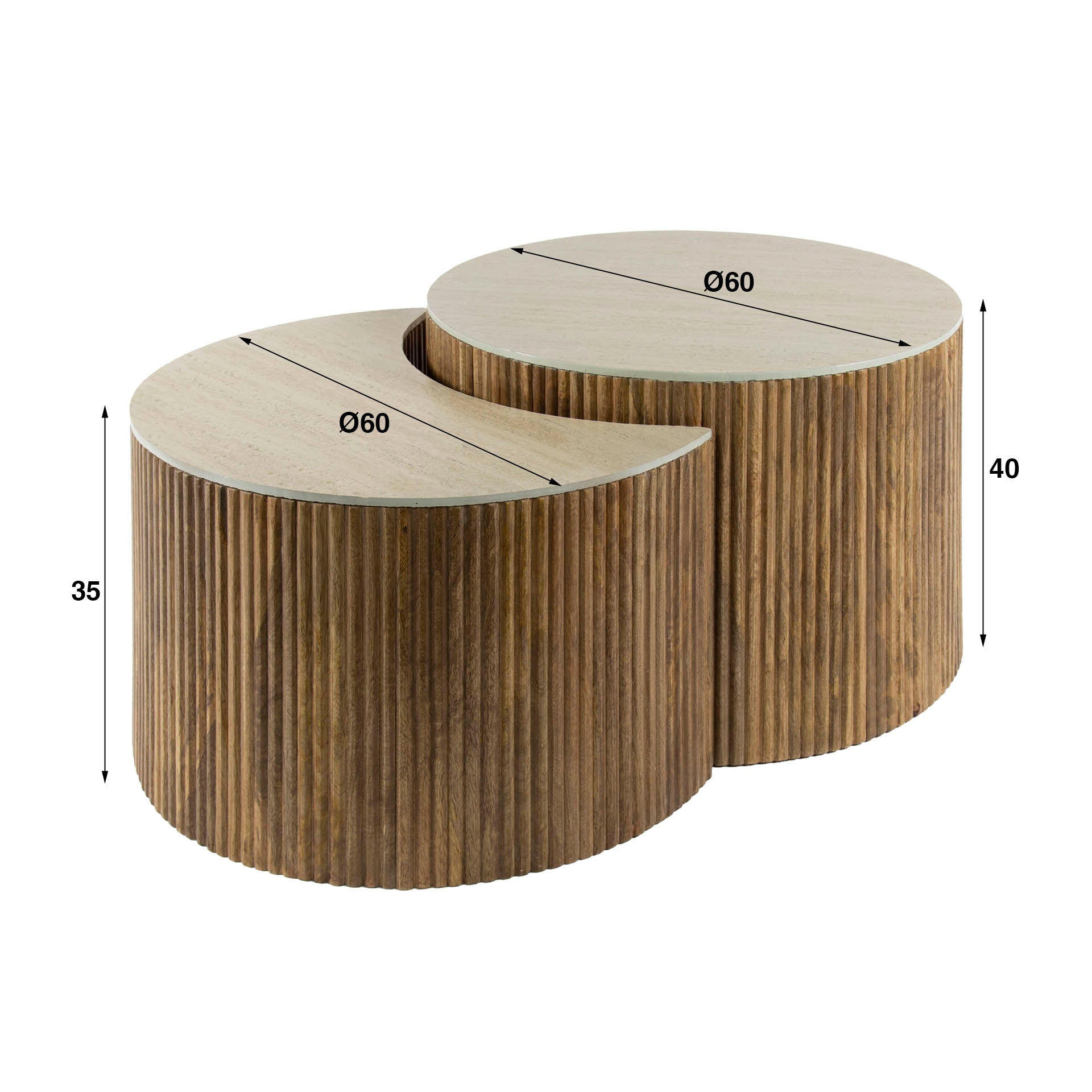 Couchtisch – rund – 60×60×40 cm – Massiv Mango sand | Modell N0130