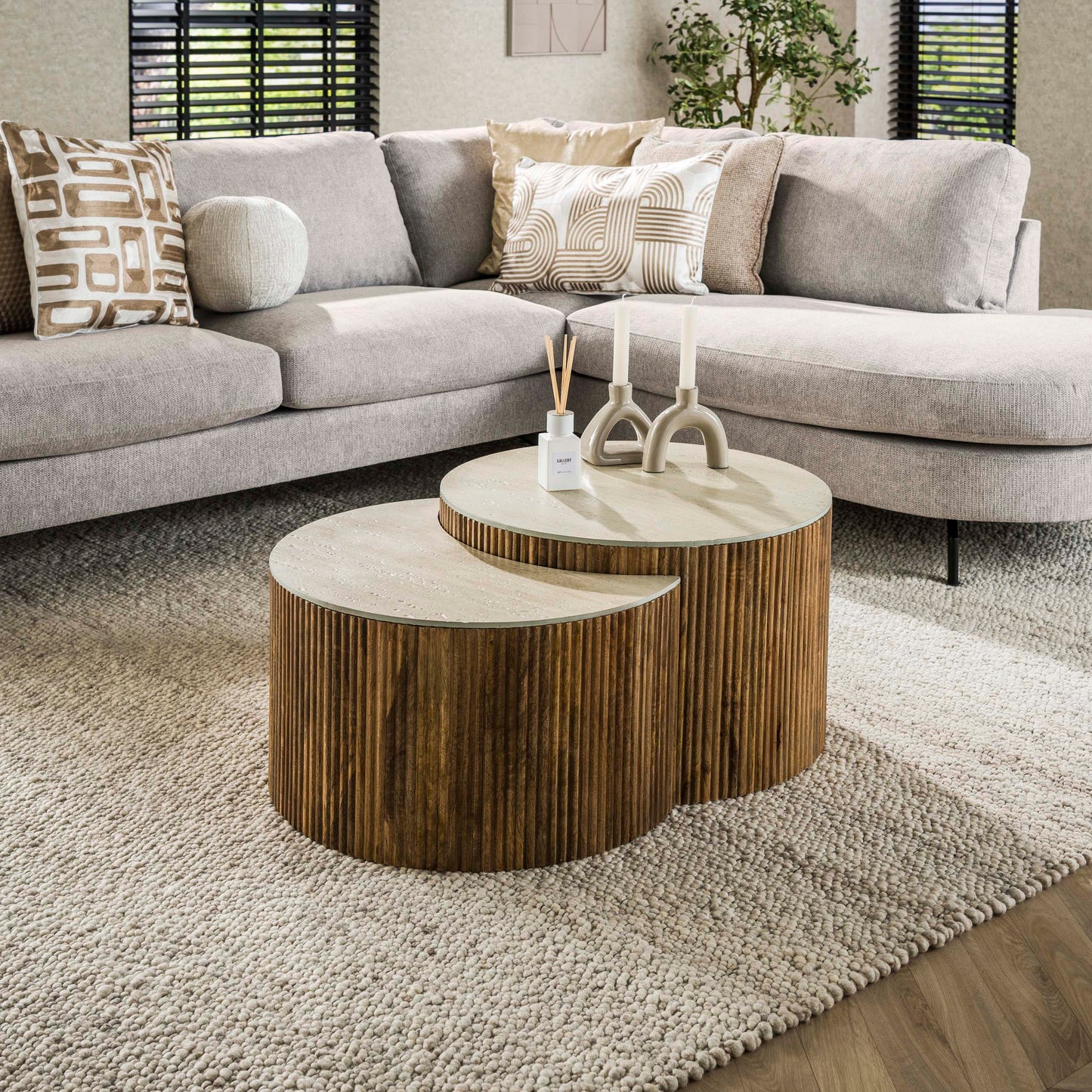 Couchtisch – rund – 60×60×40 cm – Massiv Mango sand | Modell N0130