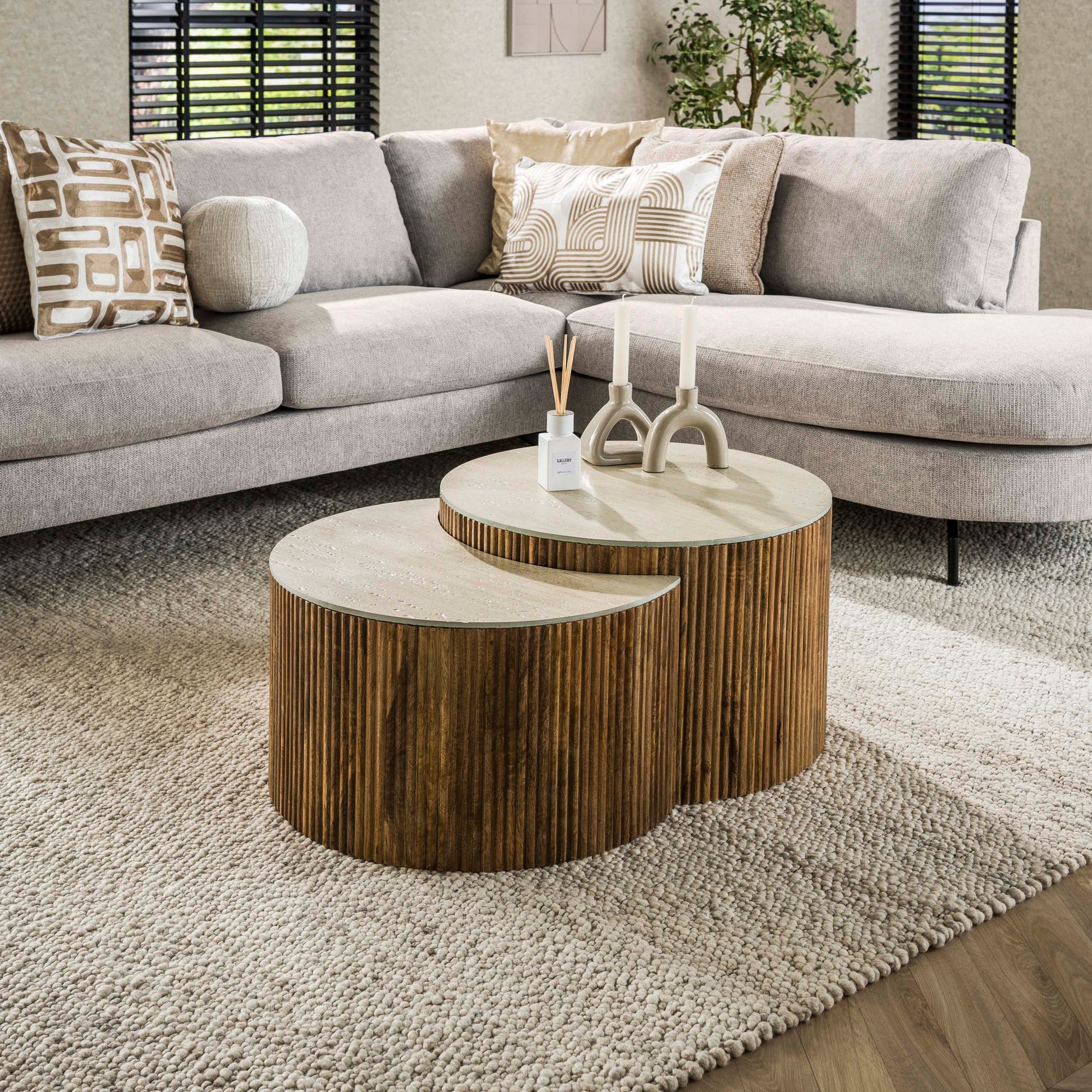 Couchtisch – rund – 60×60×40 cm – Massiv Mango sand | Modell N0130