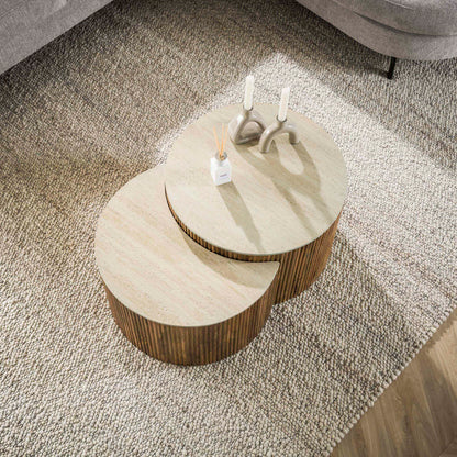 Couchtisch – rund – 60×60×40 cm – Massiv Mango sand | Modell N0130