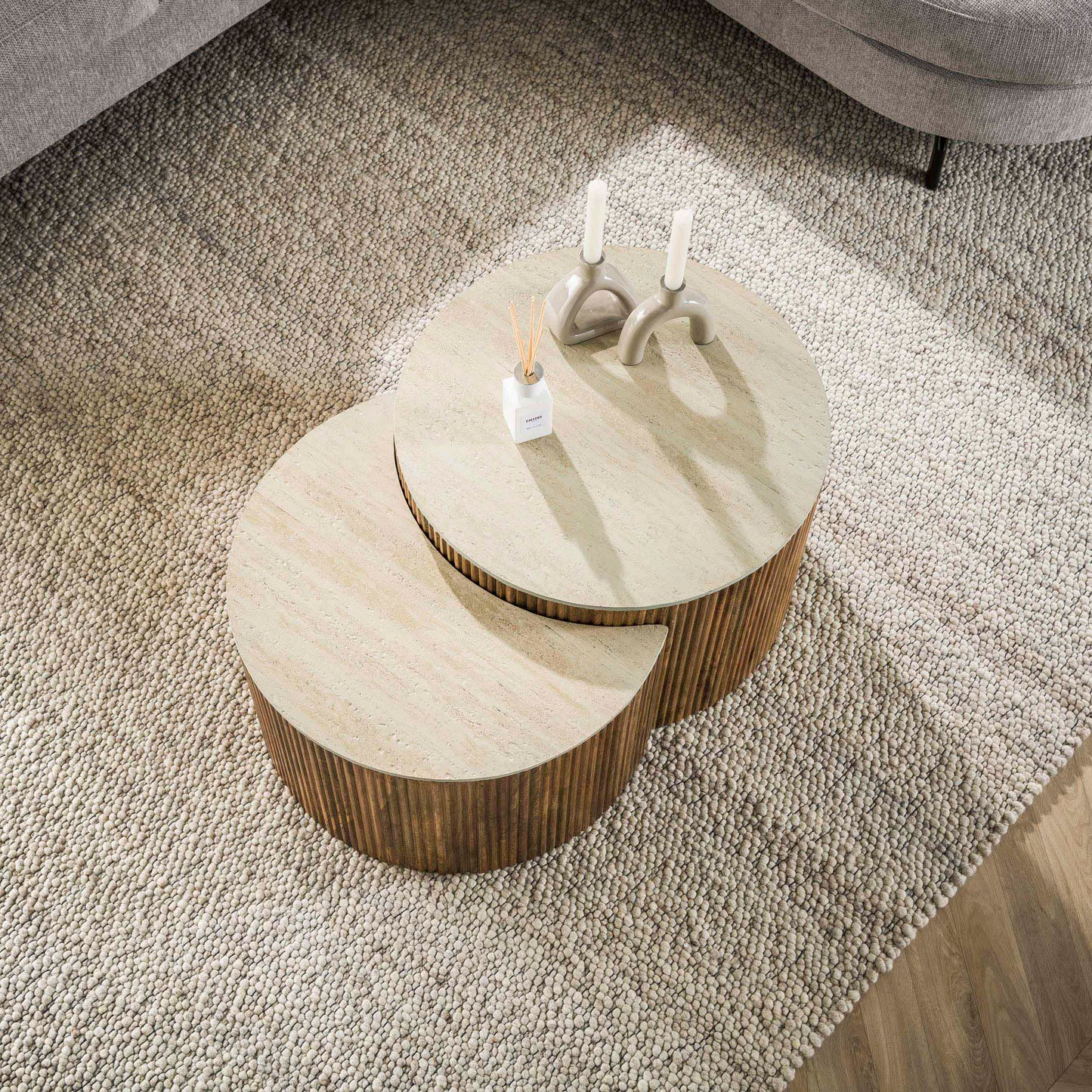 Couchtisch – rund – 60×60×40 cm – Massiv Mango sand | Modell N0130
