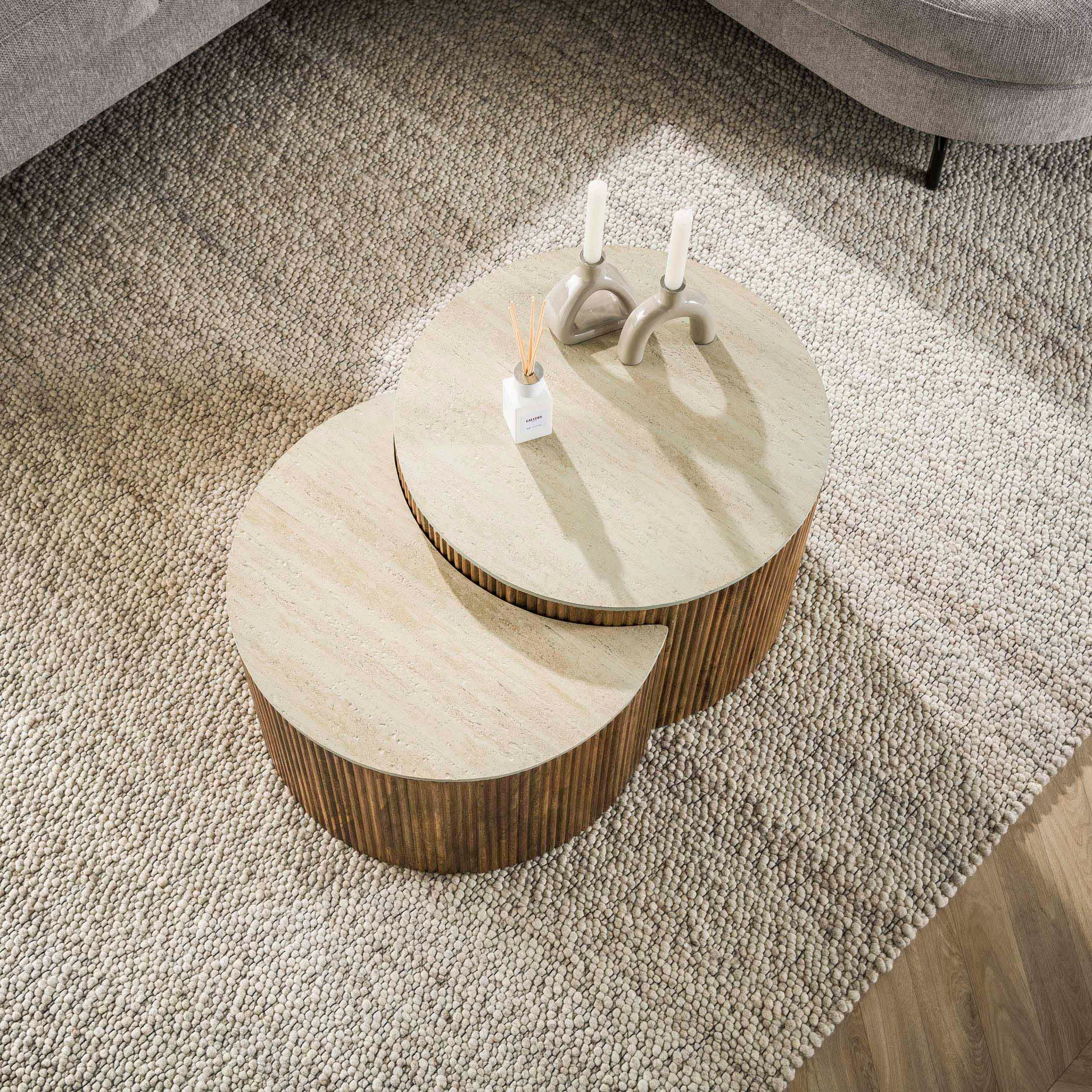 Couchtisch – rund – 60×60×40 cm – Massiv Mango sand | Modell N0130
