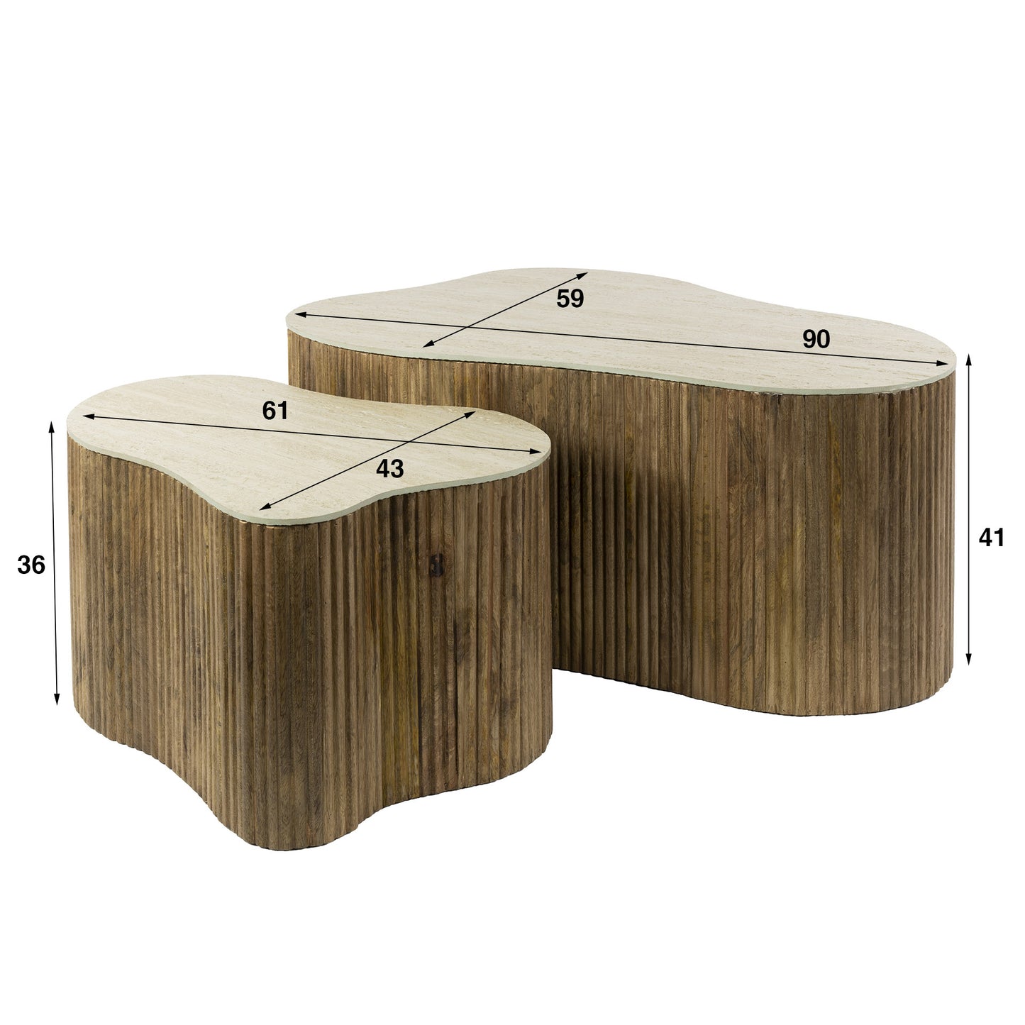 Couchtisch – 85×59×40 cm – Massiv Mango sand | Modell N0131