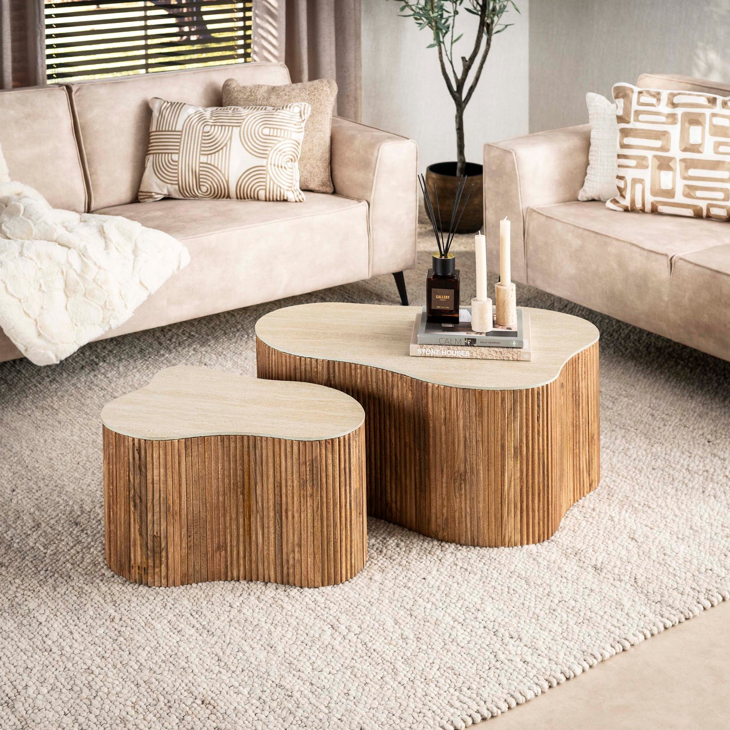 Couchtisch – 85×59×40 cm – Massiv Mango sand | Modell N0131
