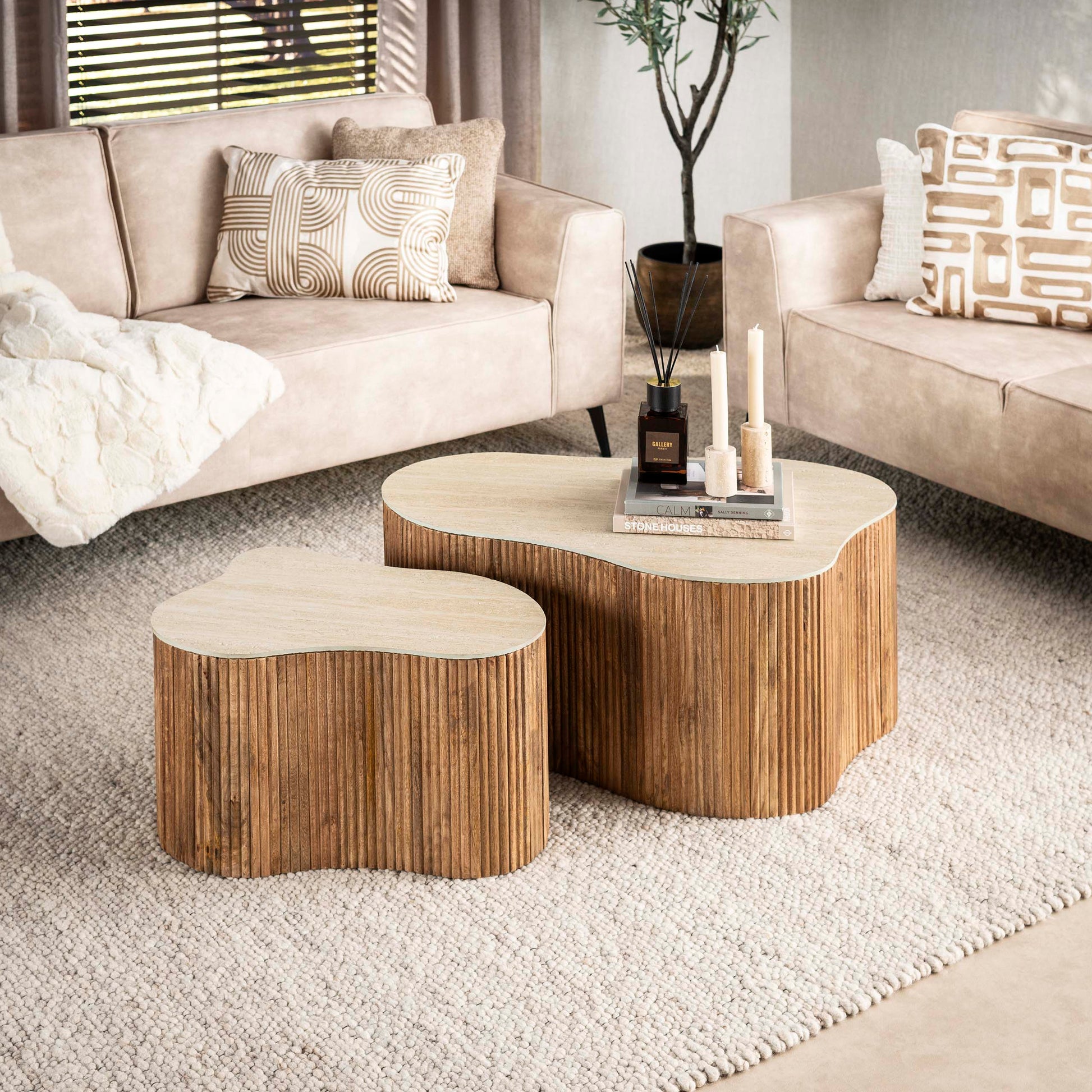 Couchtisch – 85×59×40 cm – Massiv Mango sand | Modell N0131