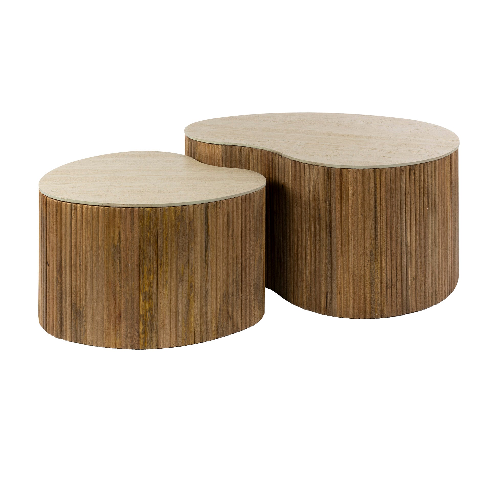 Couchtisch – nierenförmig – 82×60×40 cm – Massiv Mango sand | Modell N0132