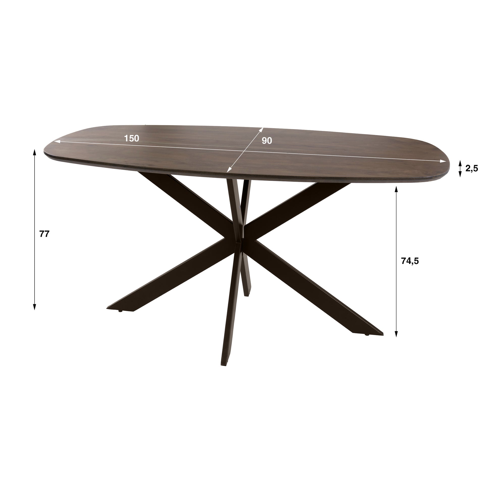 Esstisch – dänisch oval oval – 150×90×77 cm – Massiv Akazie | Modell N0135
