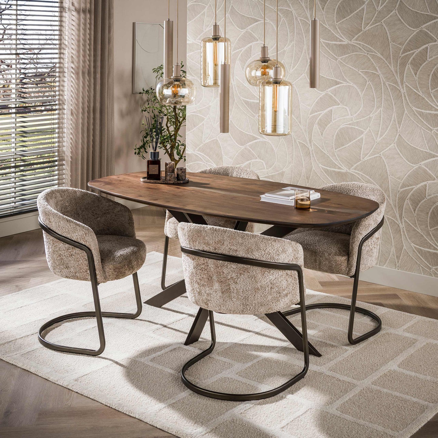Esstisch – dänisch oval oval – 180×95×77 cm – Massiv Akazie | Modell N0136