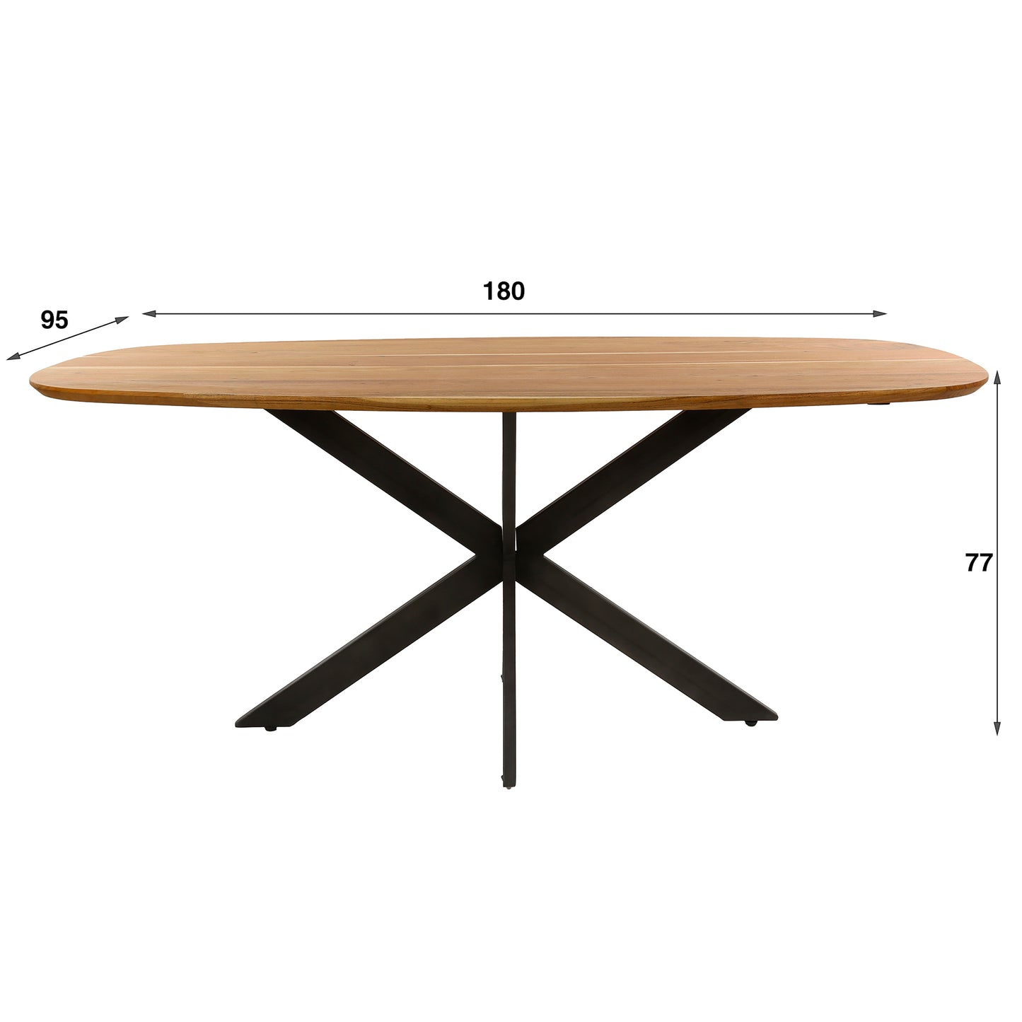 Esstisch – dänisch oval oval – 180×95×77 cm – Massiv Akazie | Modell N0136