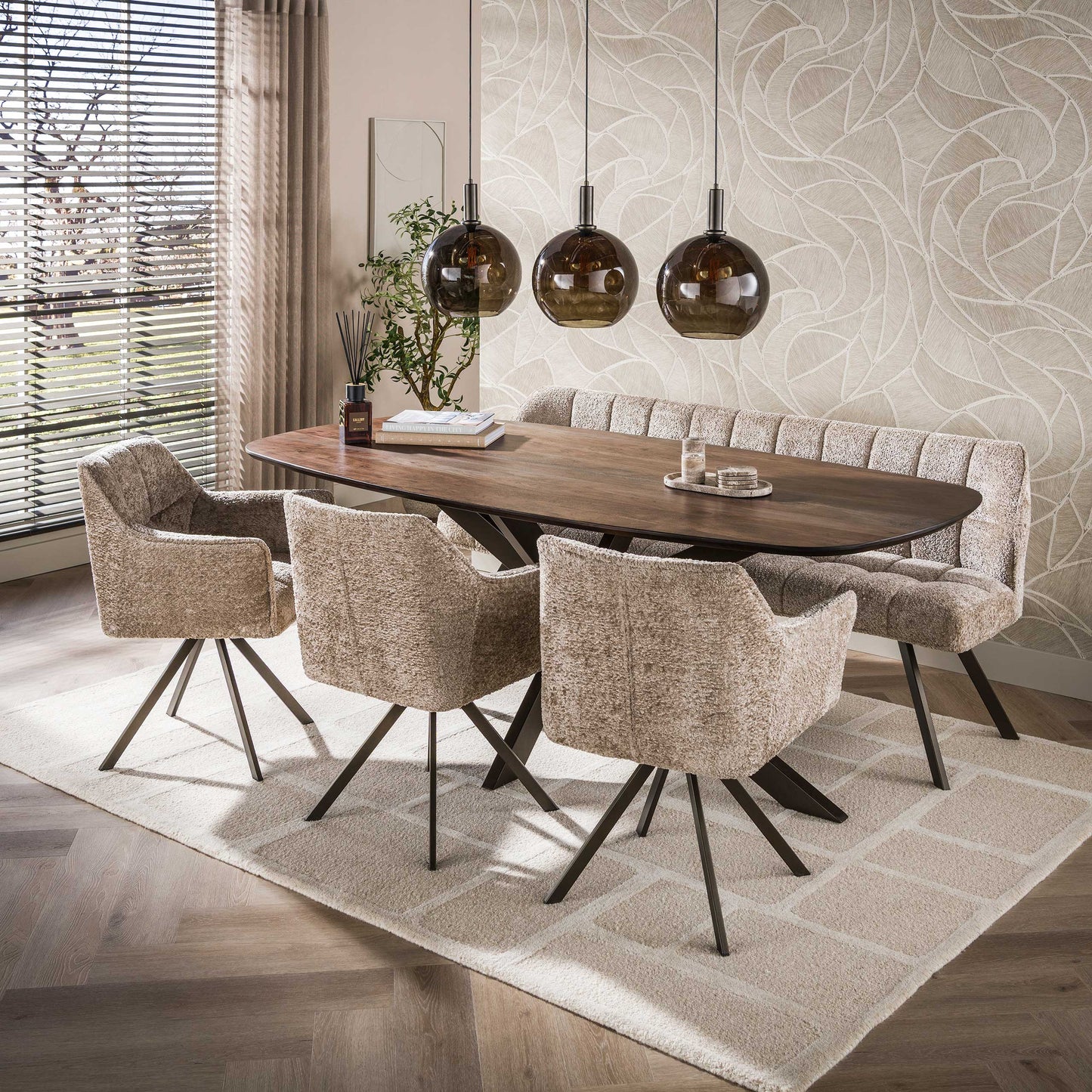Esstisch – dänisch oval oval – 215×105×77 cm – Massiv Akazie | Modell N0137