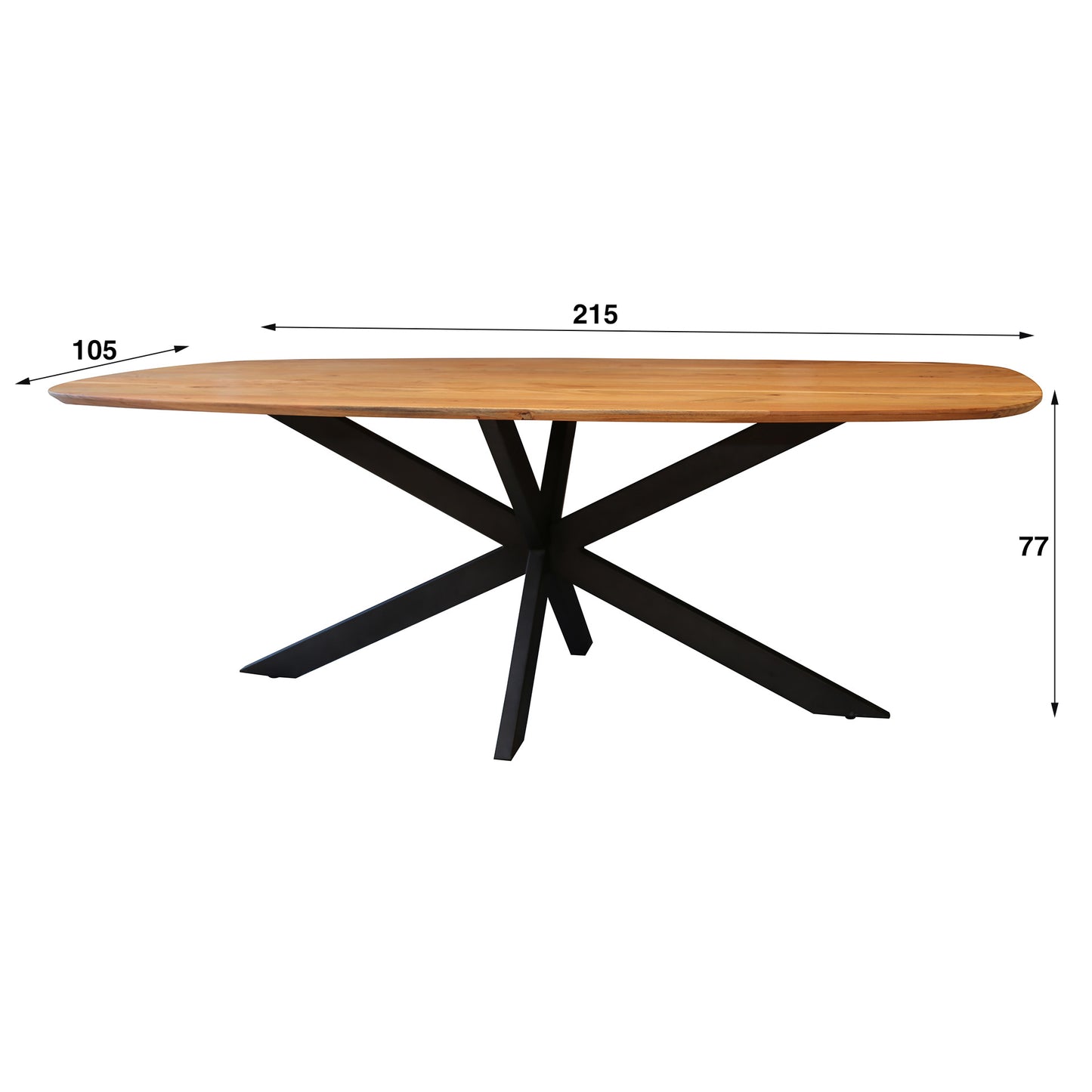 Esstisch – dänisch oval oval – 215×105×77 cm – Massiv Akazie | Modell N0137