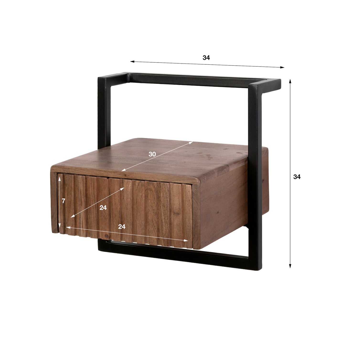 Nachttisch – 34×30×34 cm – Massiv Akazie braun | Modell N0138