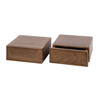 Nachttisch – 2-er pack – 35×35×14 cm – Massiv Akazie braun | Modell N0140