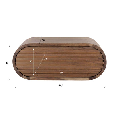 Nachttisch – oval – 45×30×18 cm – Massiv Akazie braun | Modell N0142