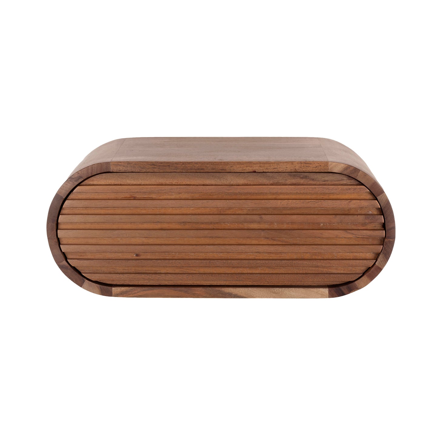Nachttisch – oval – 45×30×18 cm – Massiv Akazie braun | Modell N0142