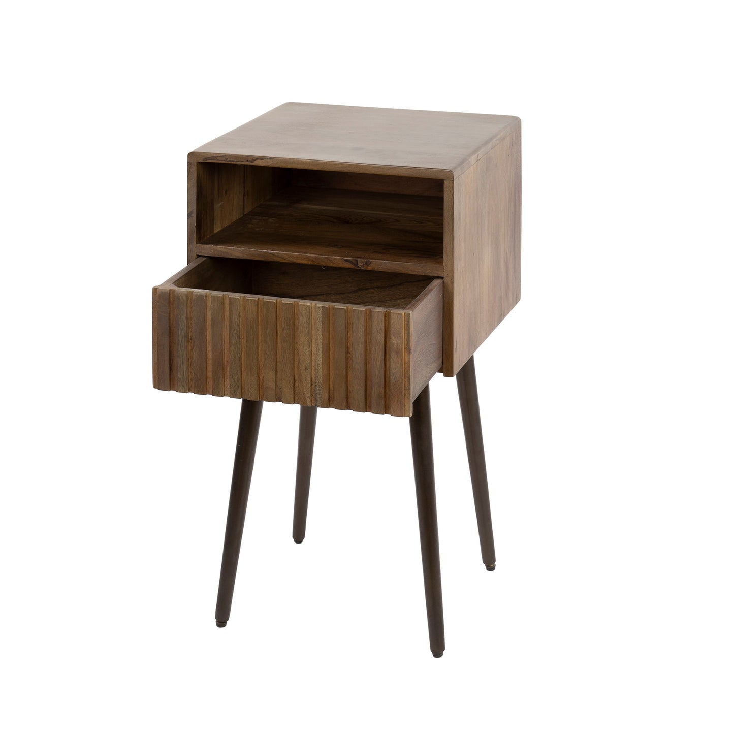 Nachttisch – 35×35×61 cm – Massiv Akazie braun | Modell N0147