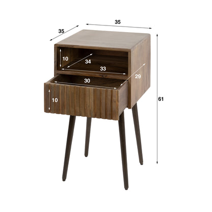 Nachttisch – 35×35×61 cm – Massiv Akazie braun | Modell N0147