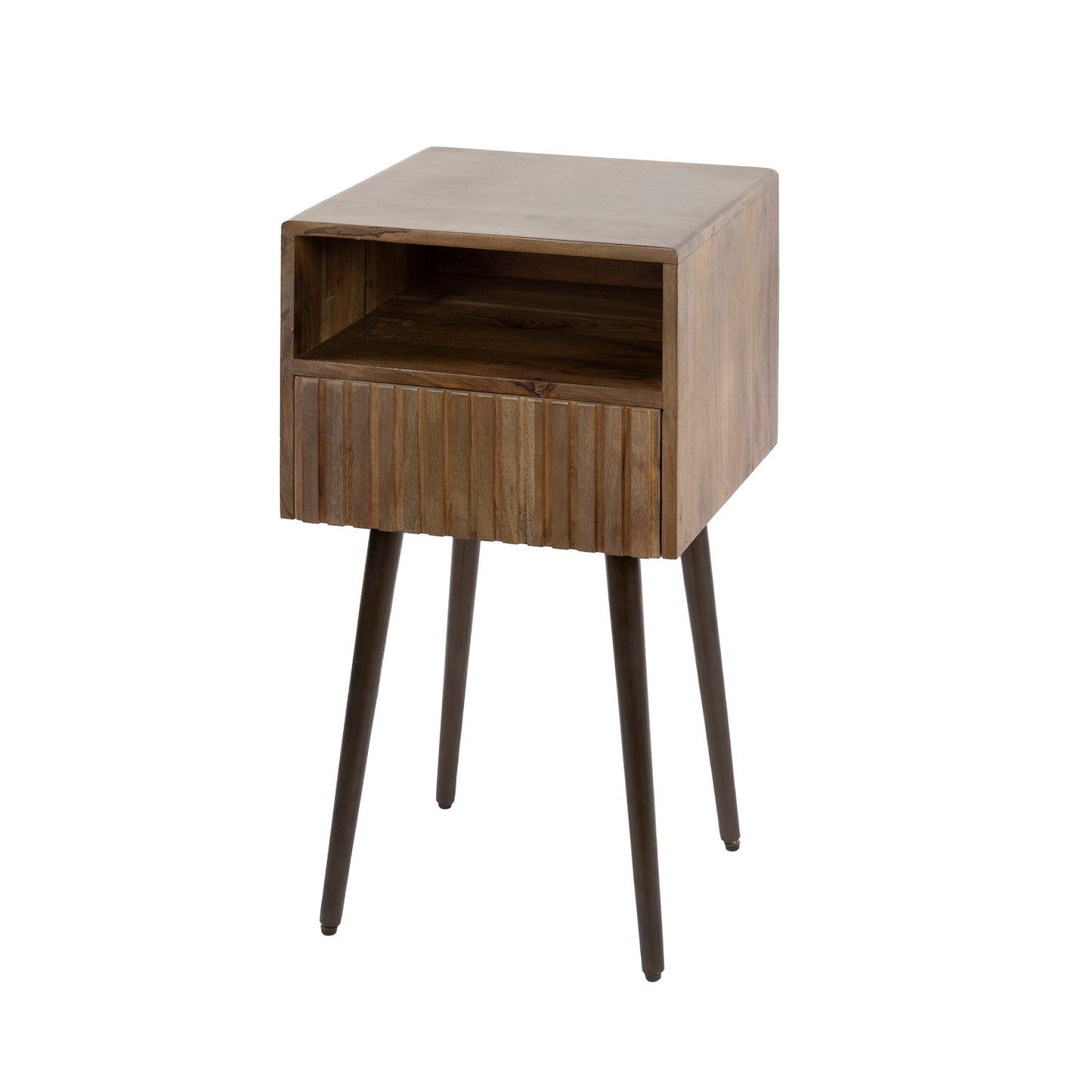 Nachttisch – 35×35×61 cm – Massiv Akazie braun | Modell N0147