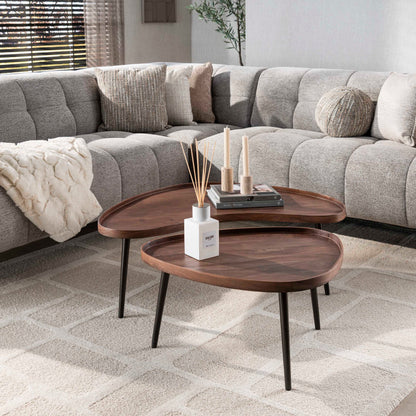 Couchtisch – organisch – 103×55×37 cm – Massiv Akazie braun | Modell N0151
