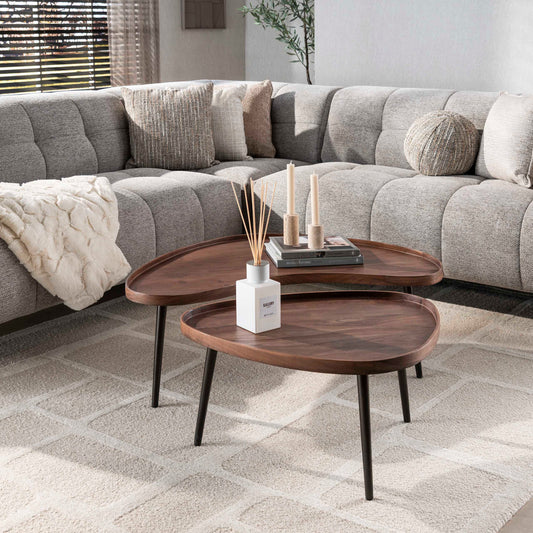 Couchtisch – organisch – 103×55×37 cm – Massiv Akazie braun | Modell N0151
