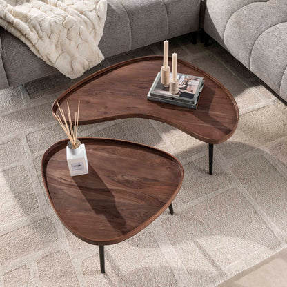 Couchtisch – organisch – 103×55×37 cm – Massiv Akazie braun | Modell N0151