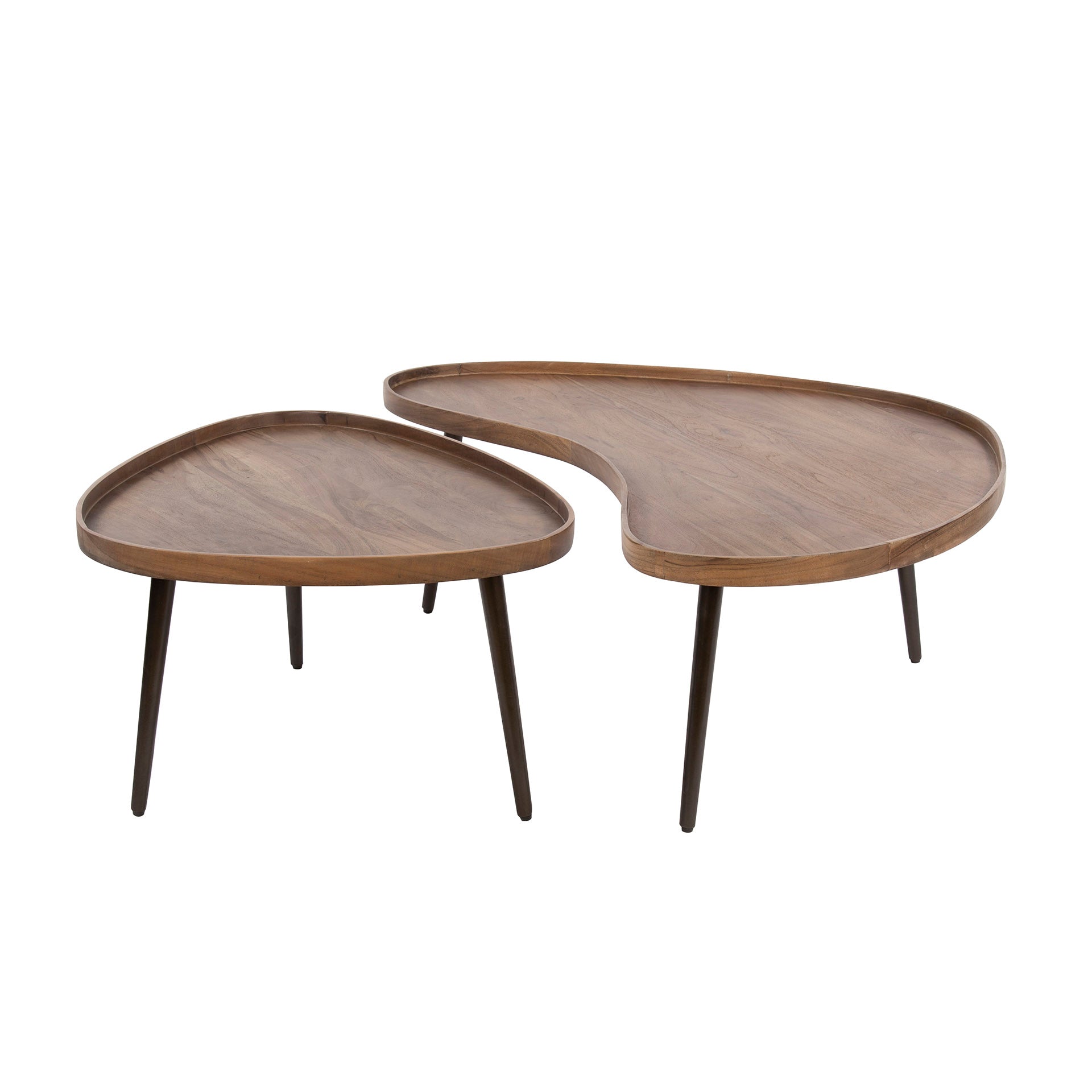 Couchtisch – organisch – 103×55×37 cm – Massiv Akazie braun | Modell N0151