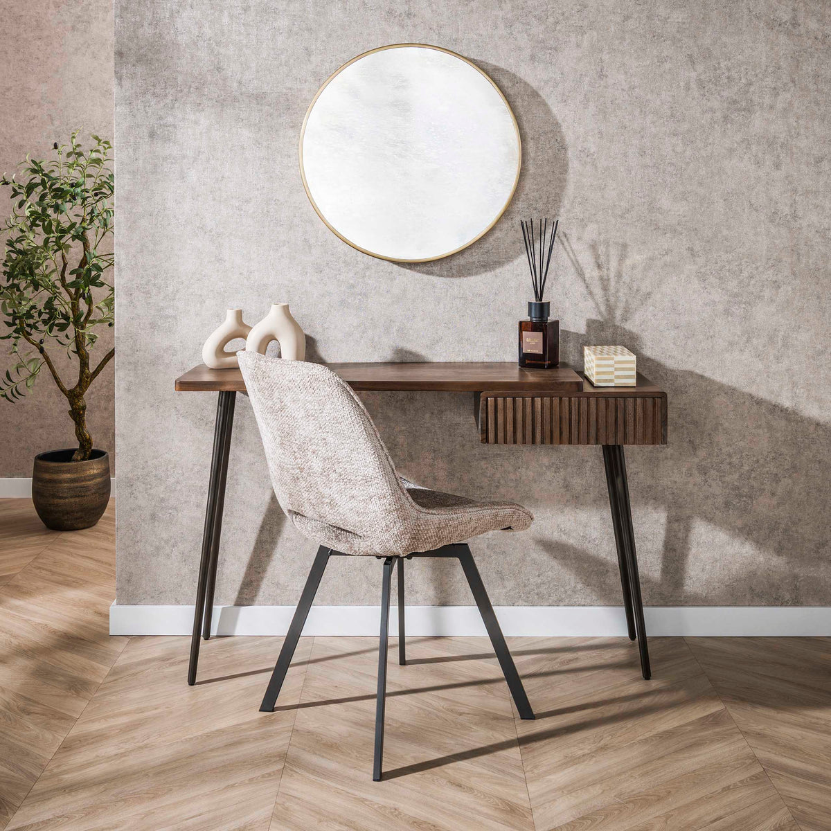 Schminktisch – 120×35×76 cm – Massiv Akazie braun | Modell N0152