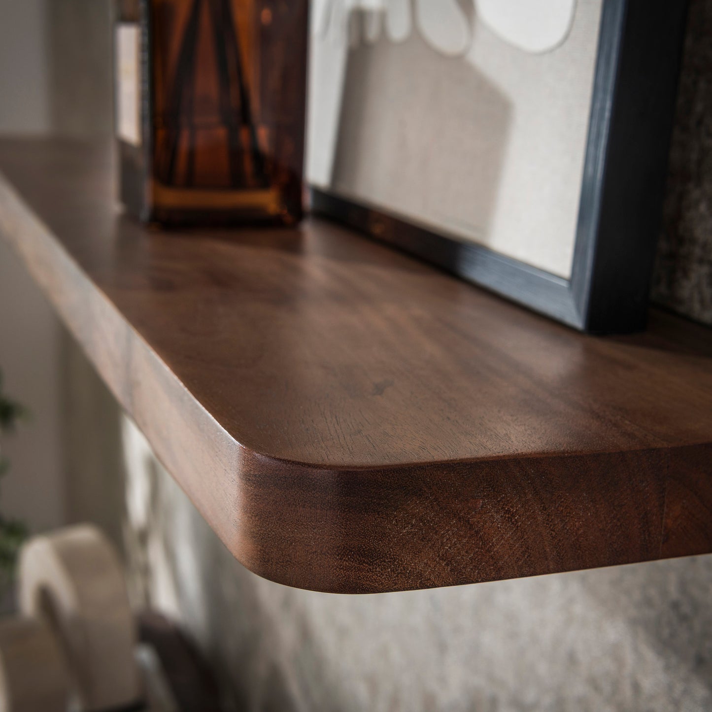 Wandregal – 60×20×4 cm – Massiv Akazie braun | Modell N0155
