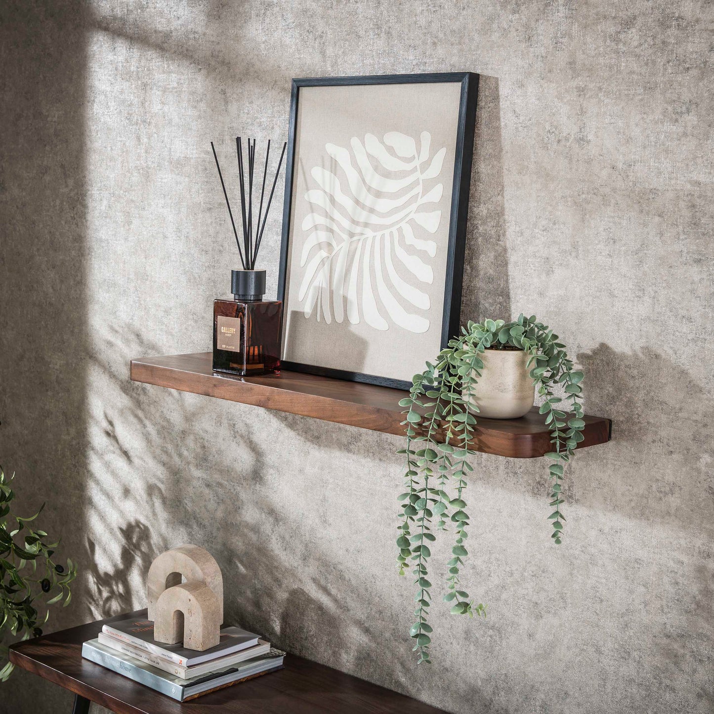 Wandregal – 90×20×4 cm – Massiv Akazie braun | Modell N0156