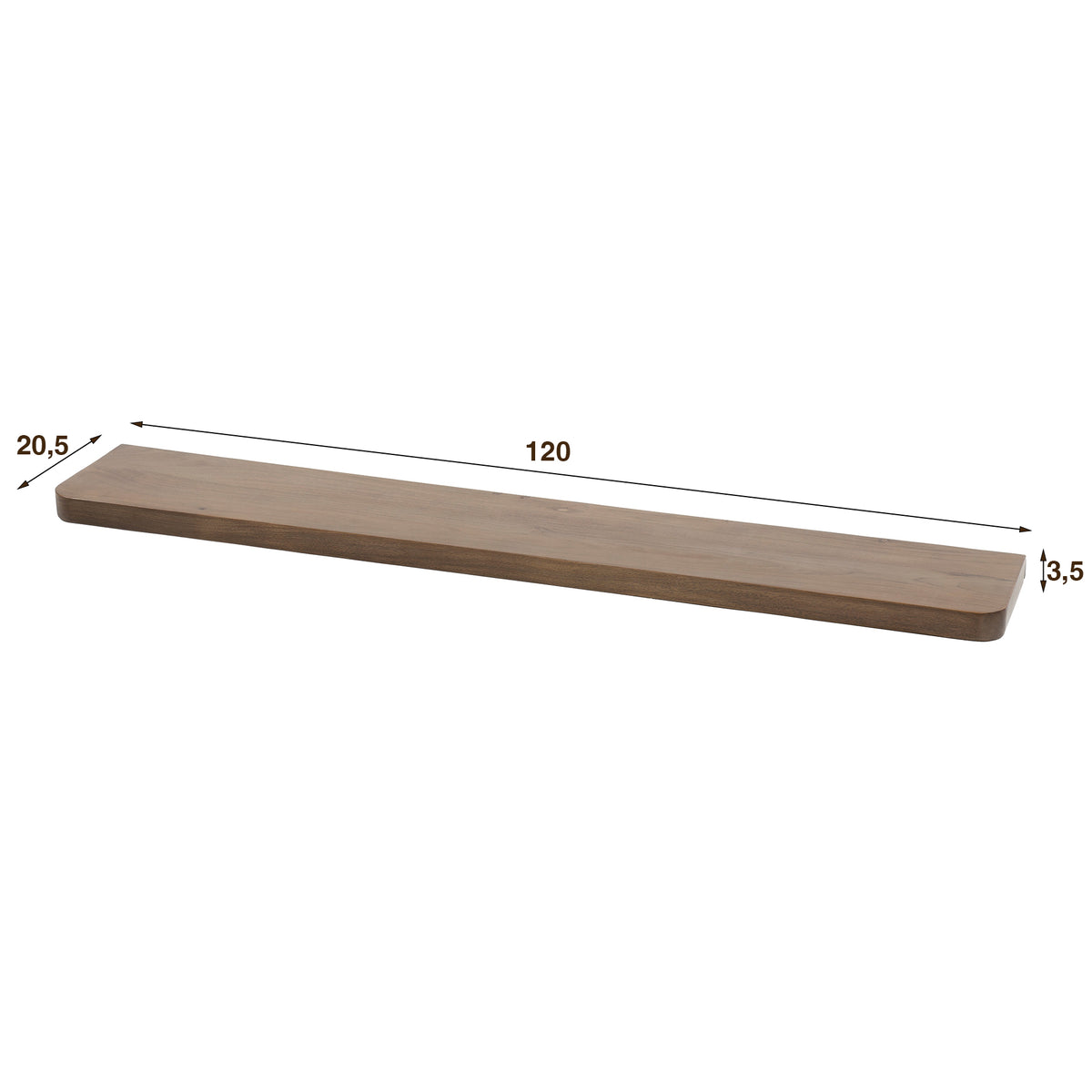 Wandregal – 120×20×4 cm – Massiv Akazie braun | Modell N0157