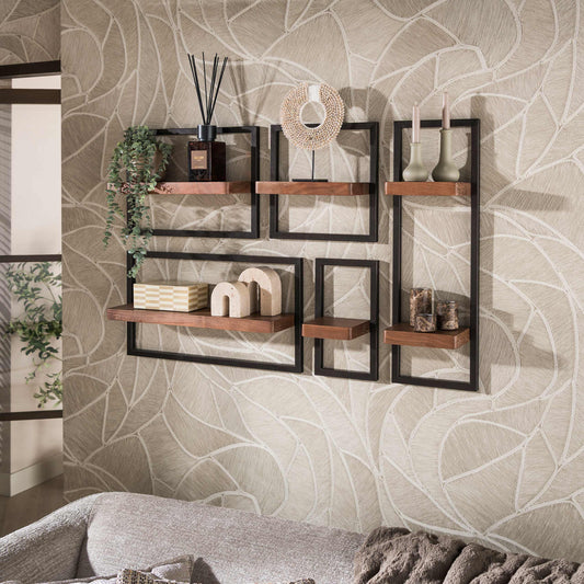 Wandregal – 120×15×75 cm – Massiv Akazie braun | Modell N0158