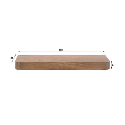 Wandregal – 100×25×8 cm – Massiv Akazie braun | Modell N0159