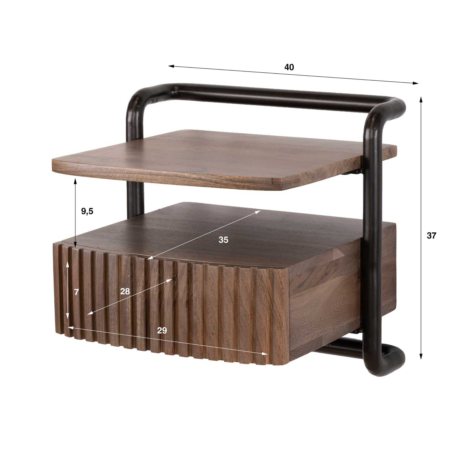 Nachttisch – 40×35×37 cm – Massiv Akazie braun | Modell N0162