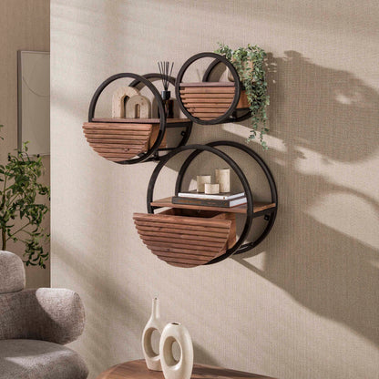 Wandregal – 30×25×30 cm – Massiv Akazie braun | Modell N0164