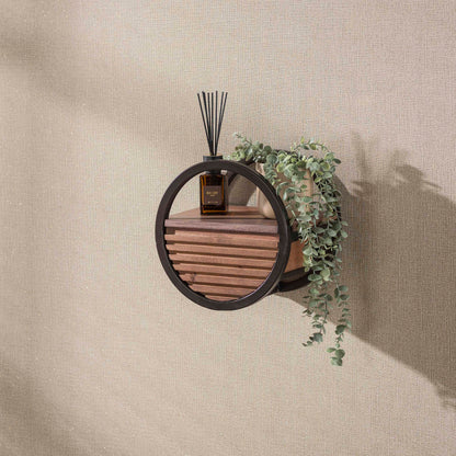 Wandregal – 30×25×30 cm – Massiv Akazie braun | Modell N0164