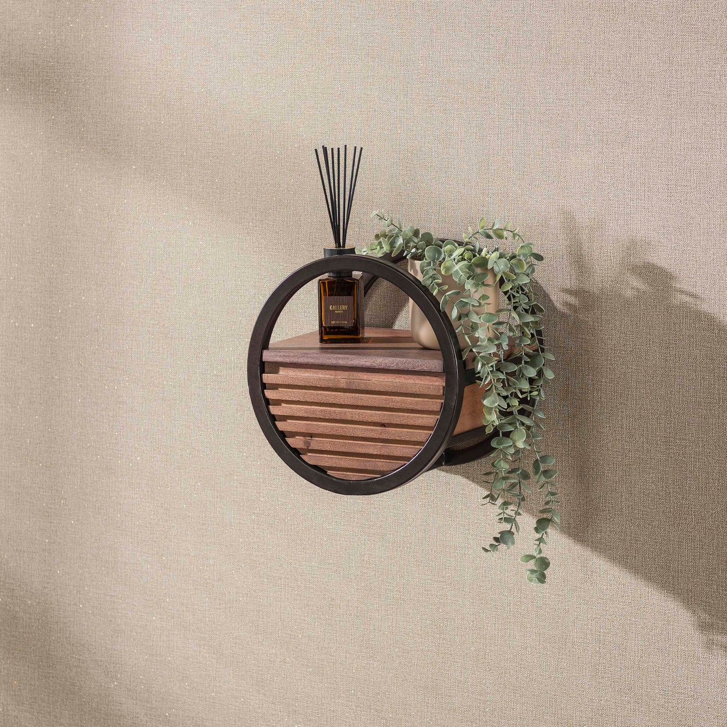 Wandregal – 30×25×30 cm – Massiv Akazie braun | Modell N0164