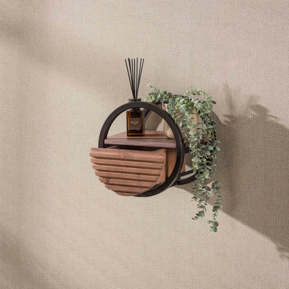 Wandregal – 30×25×30 cm – Massiv Akazie braun | Modell N0164