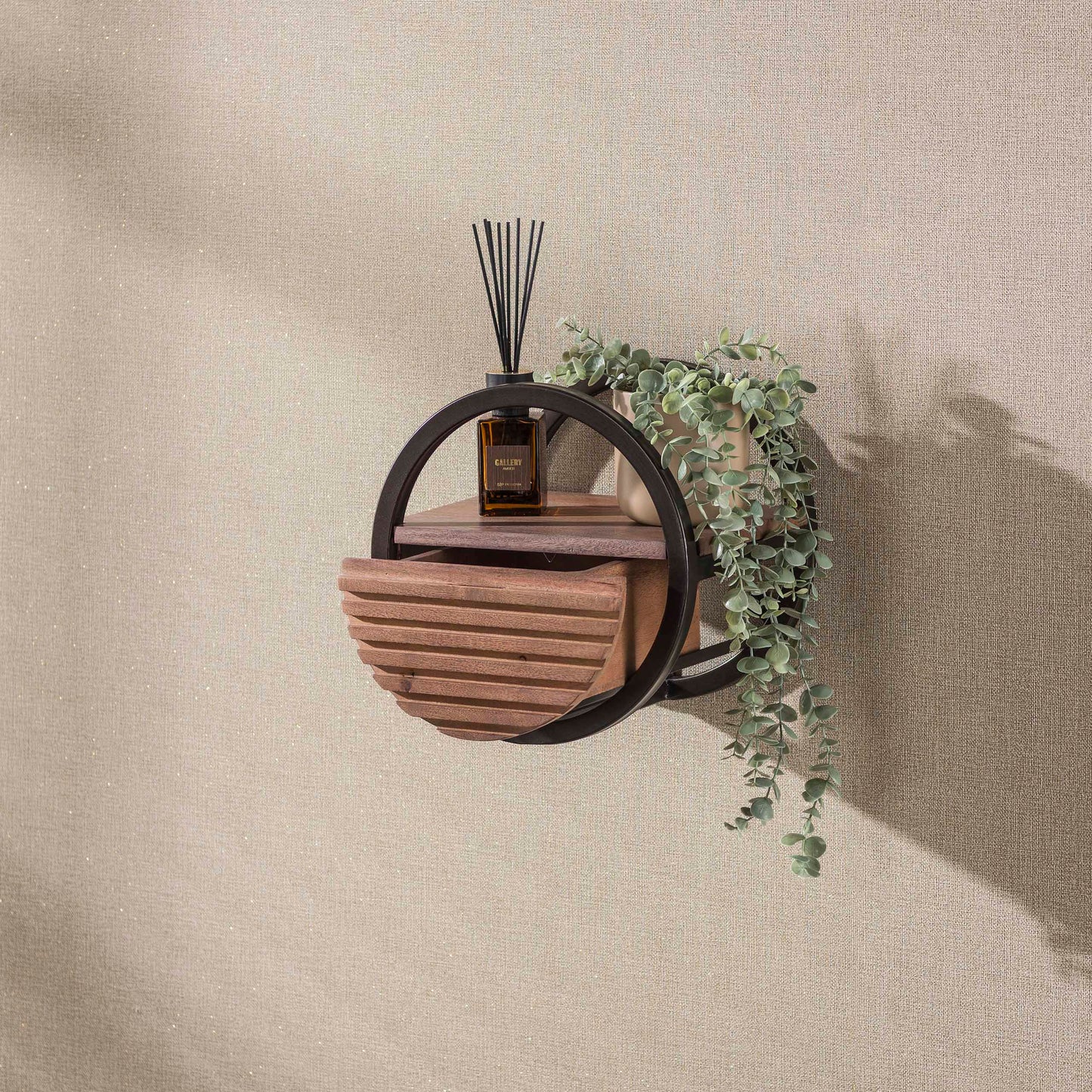 Wandregal – 30×25×30 cm – Massiv Akazie braun | Modell N0164