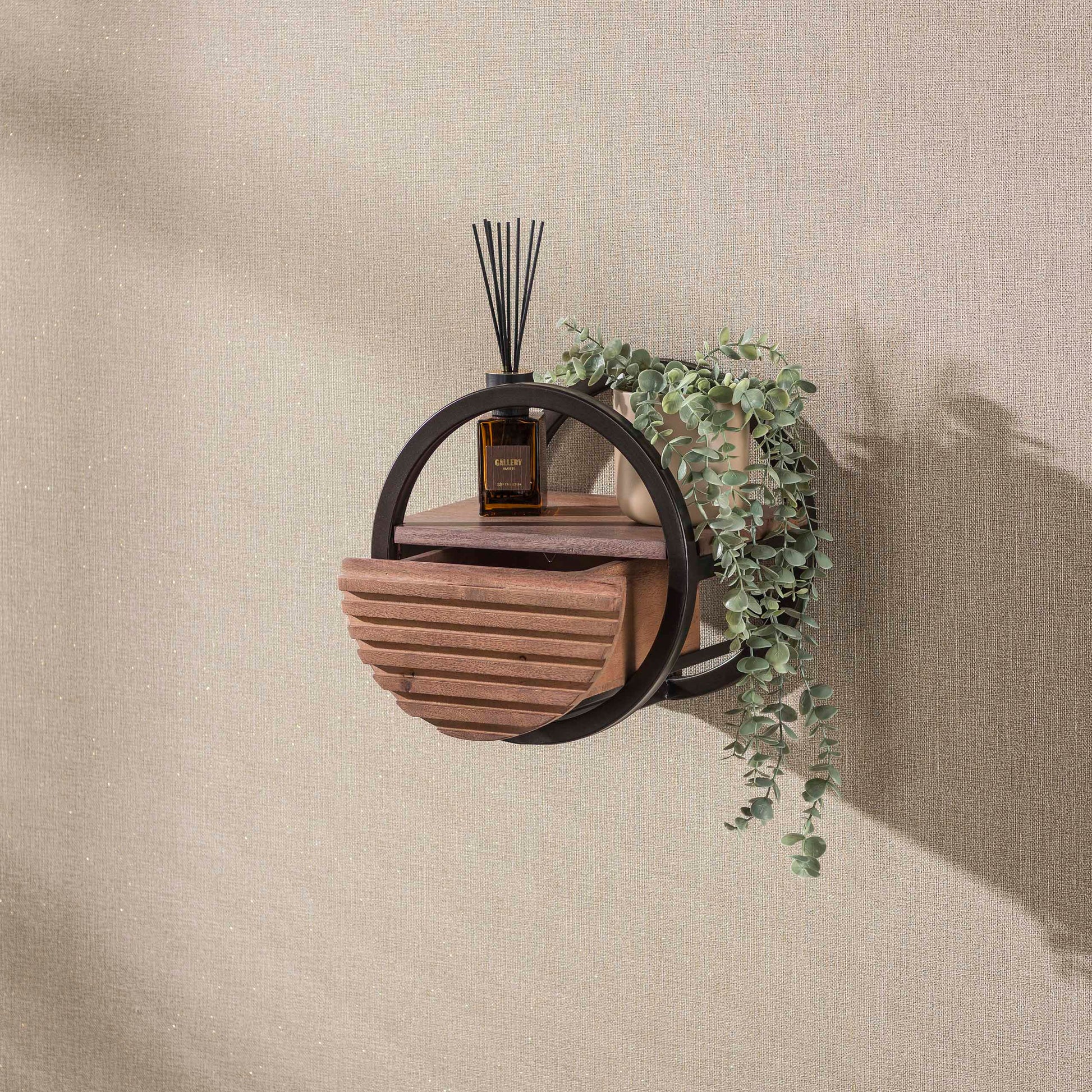 Wandregal – 30×25×30 cm – Massiv Akazie braun | Modell N0164
