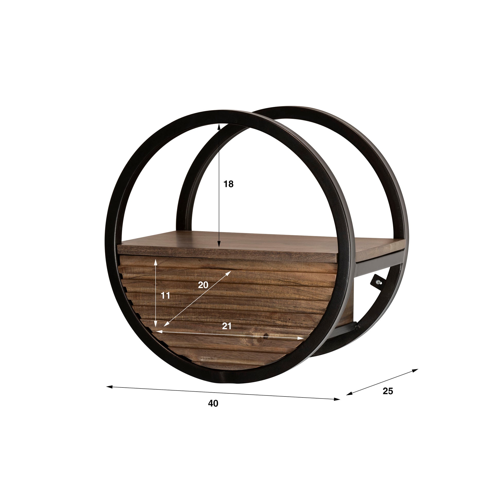 Wandregal – 40×25×40 cm – Massiv Akazie braun | Modell N0165