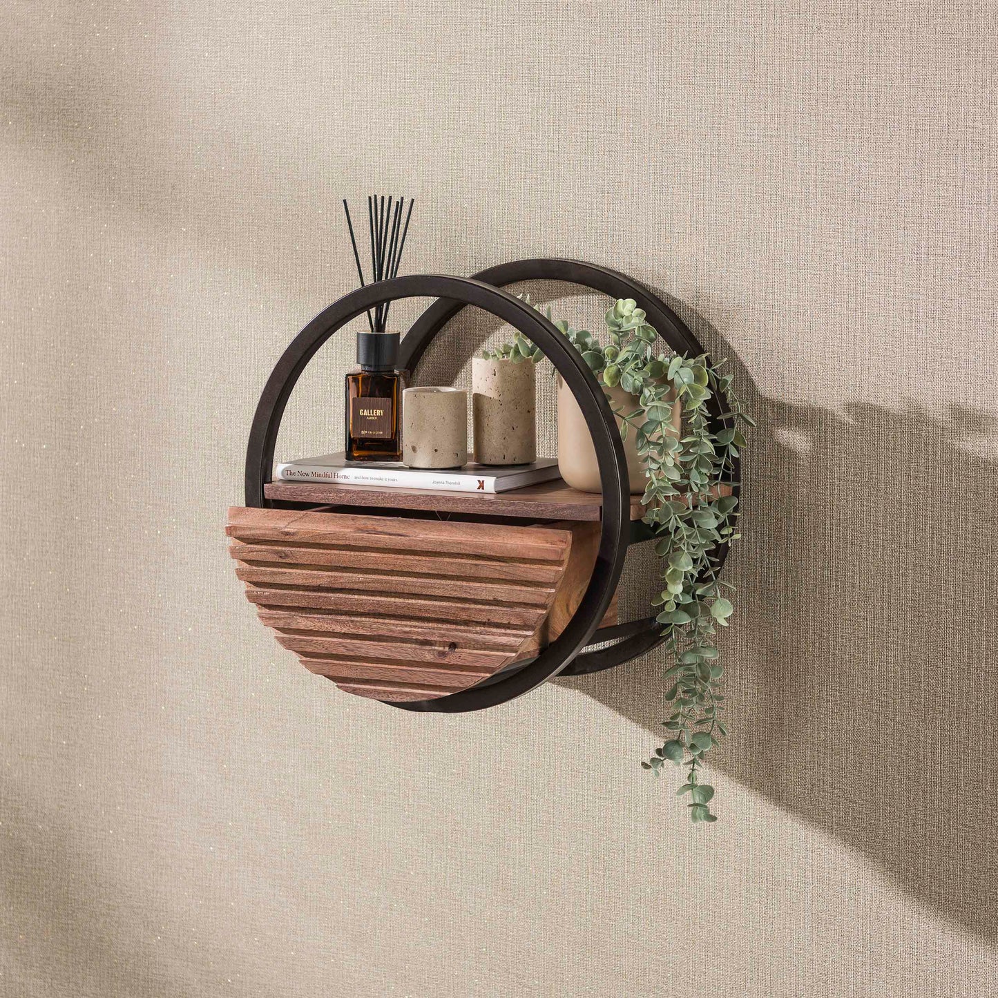 Wandregal – 40×25×40 cm – Massiv Akazie braun | Modell N0165